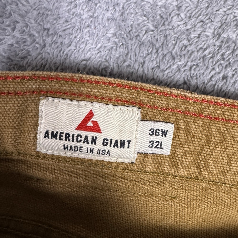 American Giant Roughneck Pants Mens 36x32 Canvas Brown Straight Leg - Picture 4 of 10